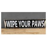 Wipe Your Paws Tin Sign, 15.5" x 4" Wall Decor - Brand New