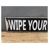 Wipe Your Paws Tin Sign, 15.5" x 4" Wall Decor - Brand New