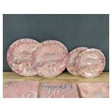 62-Piece Pink Happy Birthday Party Supplies Set - Plates, Napkins, Tablecloths - Brand New