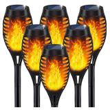 Solar Torch Lights Outdoor 6-Pack, LED Flicker Flame - Brand New