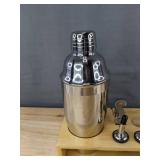 Cocktail Shaker Set with Stand, Stainless Steel - Brand New