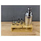 Cocktail Shaker Set with Stand, Stainless Steel - Brand New