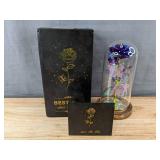 Iridescent Display Rose Dome with Butterflies and "Just For You" Base - Brand New