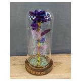 Iridescent Display Rose Dome with Butterflies and "Just For You" Base - Brand New
