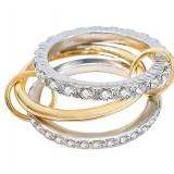3 Gold-Plated & Silver Stackable Rings, Women Size 10 - Brand New