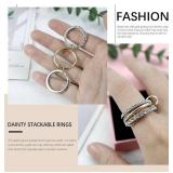 3 Gold-Plated & Silver Stackable Rings, Women Size 10 - Brand New