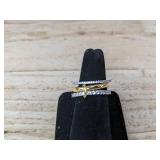 3 Gold-Plated & Silver Stackable Rings, Women Size 10 - Brand New