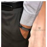 Soul Statement Leather Christian Cross Adjustable Bracelet for Men or Teens - Brand New