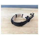 Soul Statement Leather Christian Cross Adjustable Bracelet for Men or Teens - Brand New