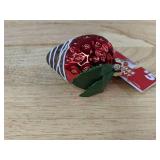 6 Holiday Style Chocolate Dipped Strawberry Christmas Ornaments - Brand New