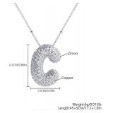 18K Gold Plated Cubic Zirconia Letter "C" Necklace - Brand New
