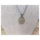 Virgin Mary Necklace in Silver Color Stainless Steel - Brand New