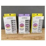 3 Kiss imPRESS Press-On Falsies Lash Sets with Tweezerman Tweezer - Brand New