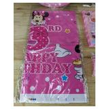Minnie Mouse 3rd Birthday Party Supplies: Plates, Forks, Etc. - Brand New