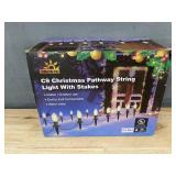 C9 Christmas Pathway 30 ft String Lights with Stakes, 20 Lights - New