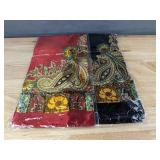 2 Beautiful Paisley Print Scarves: Red and Black - Brand New