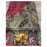 2 Beautiful Paisley Print Scarves: Red and Black - Brand New