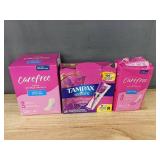 156 Carefree Liners and 28 Tampax Regular Radiant Tampons - Brand New