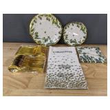 25 Piece Party Tableware Set with Plates, Napkins, Utensils, and Tablecloth - Brand New
