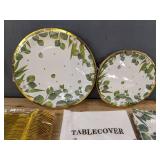 25 Piece Party Tableware Set with Plates, Napkins, Utensils, and Tablecloth - Brand New