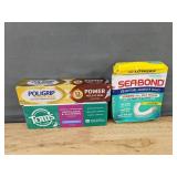 Dental Adhesive and Toothpaste: Poligrip, Sea-Bond, Tom
