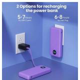 Purple 33800mAh Power Bank HX200J6 with Built-In Cables - Brand New