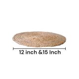 Set of 10 Natural Jute Round Woven Placemats, 12" & 15" - Brand New