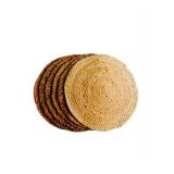 Set of 10 Natural Jute Round Woven Placemats, 12" & 15" - Brand New