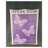 Speak Now Song Lyrics 12" x 16" Canvas Print, Purple Butterflies - Brand New