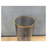 Modern Crystal Gray Glass Vase with Gold Rim, 9.8" x 3.9", $55 Retail - Brand New