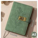 Combination Lock Diary for Women with Flower Design, Green - Brand New