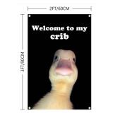 2 Welcome to My Crib Funny Duck Flags, 2x3 Ft - Brand New