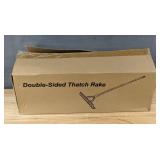 Double-Sided Thatch Rake, Adjustable Stainless Steel Handle - Brand New