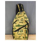 Niu Kom Crossbody Backpack, Yellow with Military Pattern -Brand New