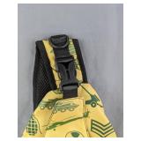 Niu Kom Crossbody Backpack, Yellow with Military Pattern -Brand New
