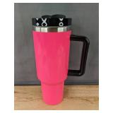 40oz Neon Pink Tumbler with 2 Straws - Brand New