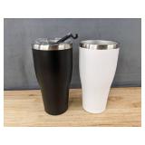 Two 30 oz Stainless Steel Tumblers, Black and White - Brand New