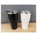 Two 30 oz Stainless Steel Tumblers, Black and White - Brand New