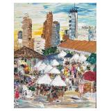 Jan Marks Framed Original Oil Painting Farmers Market No. 7