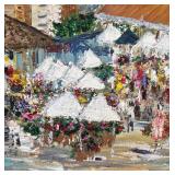 Jan Marks Framed Original Oil Painting Farmers Market No. 7