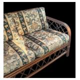 Vintage Rattan Patio Sofa and Chair Set with Floral Upholstery