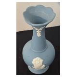 Vintage Blue Jasperware Style Vase with Cameo Relief