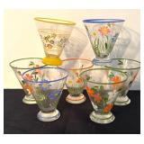 Set of 6 Vintage 3-Inch Hand Painted Floral Glasses