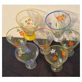 Set of 6 Vintage 3-Inch Hand Painted Floral Glasses