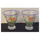 Set of 6 Vintage 3-Inch Hand Painted Floral Glasses