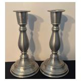 Vintage Pewter Pitcher and Candleholders Set