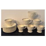 Set of 7 Vintage Wedgwood Wellesley Bullfinch Cups and Saucers