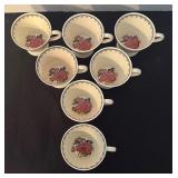 Set of 7 Vintage Wedgwood Wellesley Bullfinch Cups and Saucers