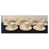 Set of 7 Vintage Wedgwood Wellesley Bullfinch Cups and Saucers