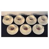 Set of 7 Vintage Wedgwood Wellesley Bullfinch Cups and Saucers